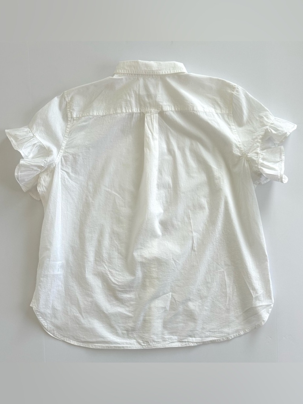 J.Crew White Classic Fit Lightweight Cotton Poplin Ruffle Sleeve Shirt | 16 - Picture 6 of 16